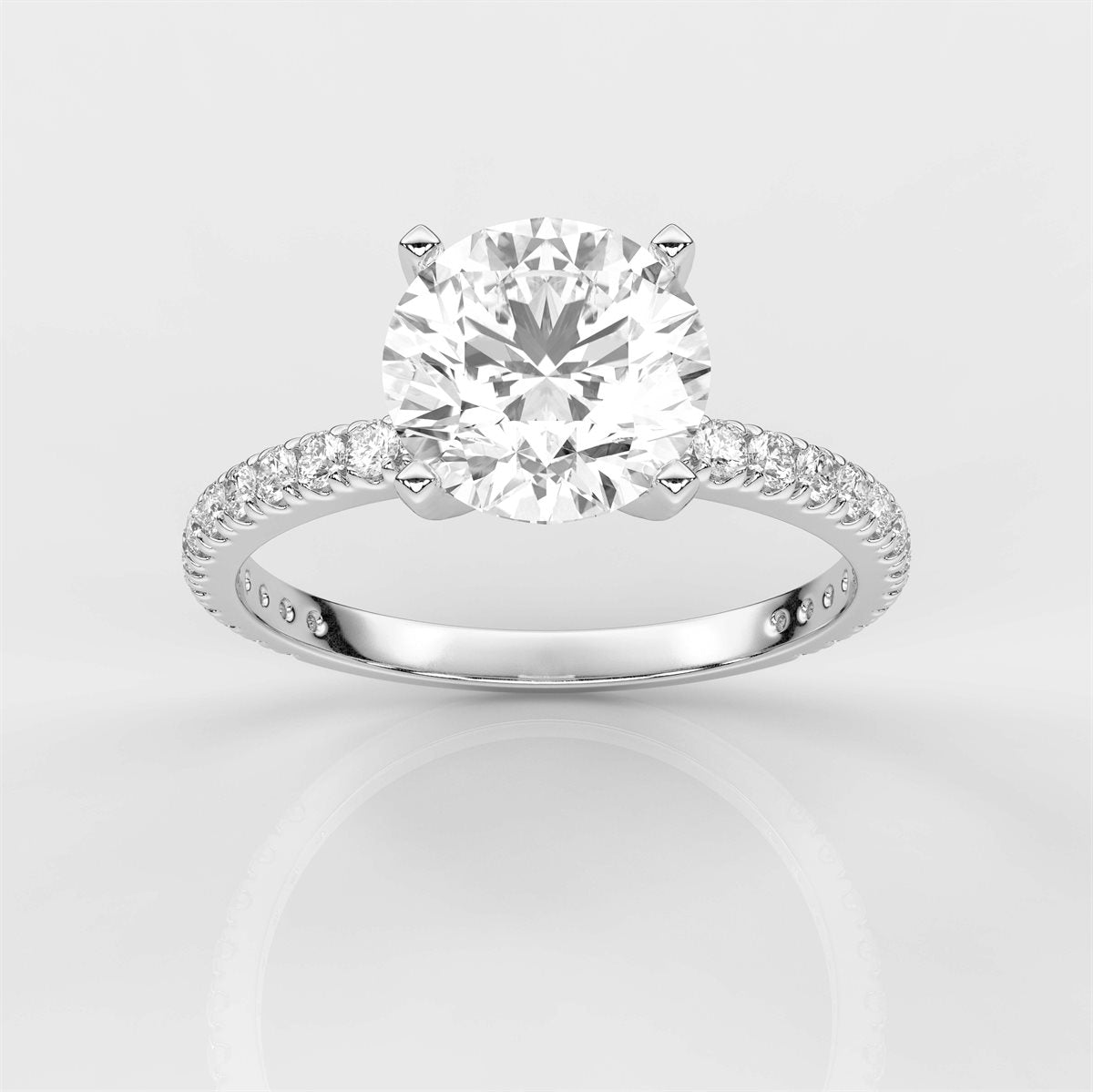 Side Accents Diamond Engagement Ring with IGI Certified Lab Grown Diamond