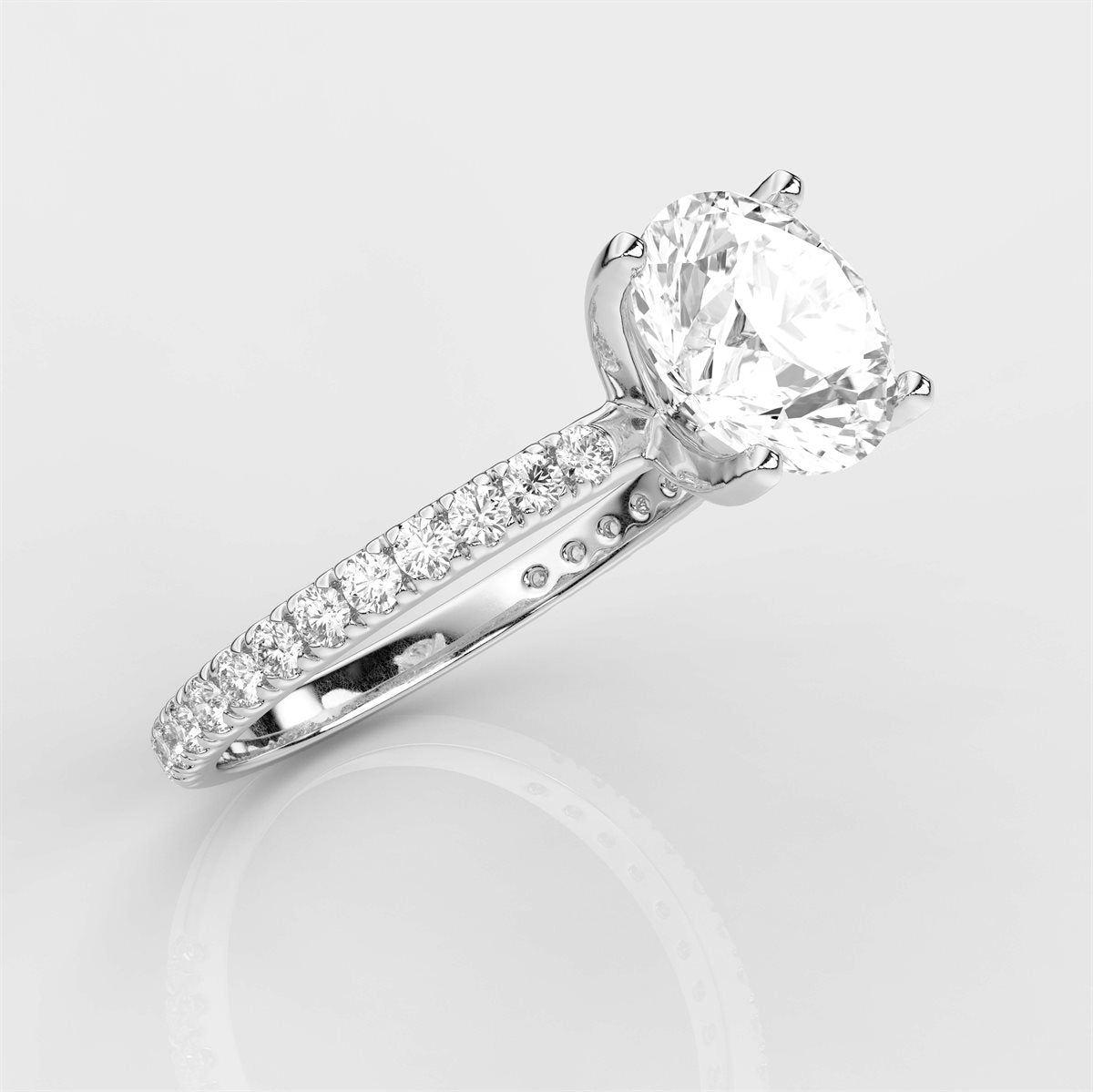 Side Accents Diamond Engagement Ring with IGI Certified Lab Grown Diamond