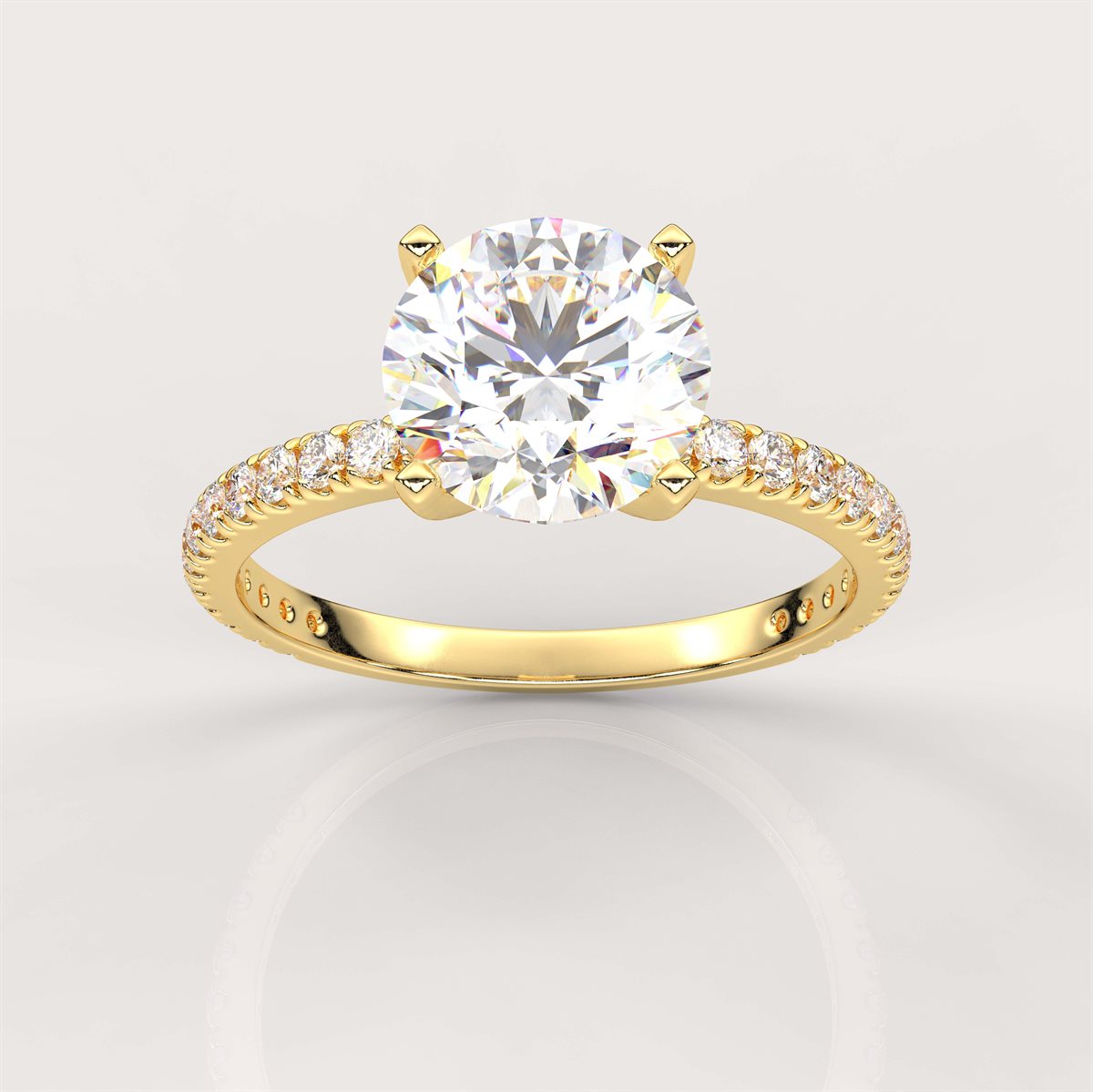 Side Accents Diamond Engagement Ring with IGI Certified Lab Grown Diamond