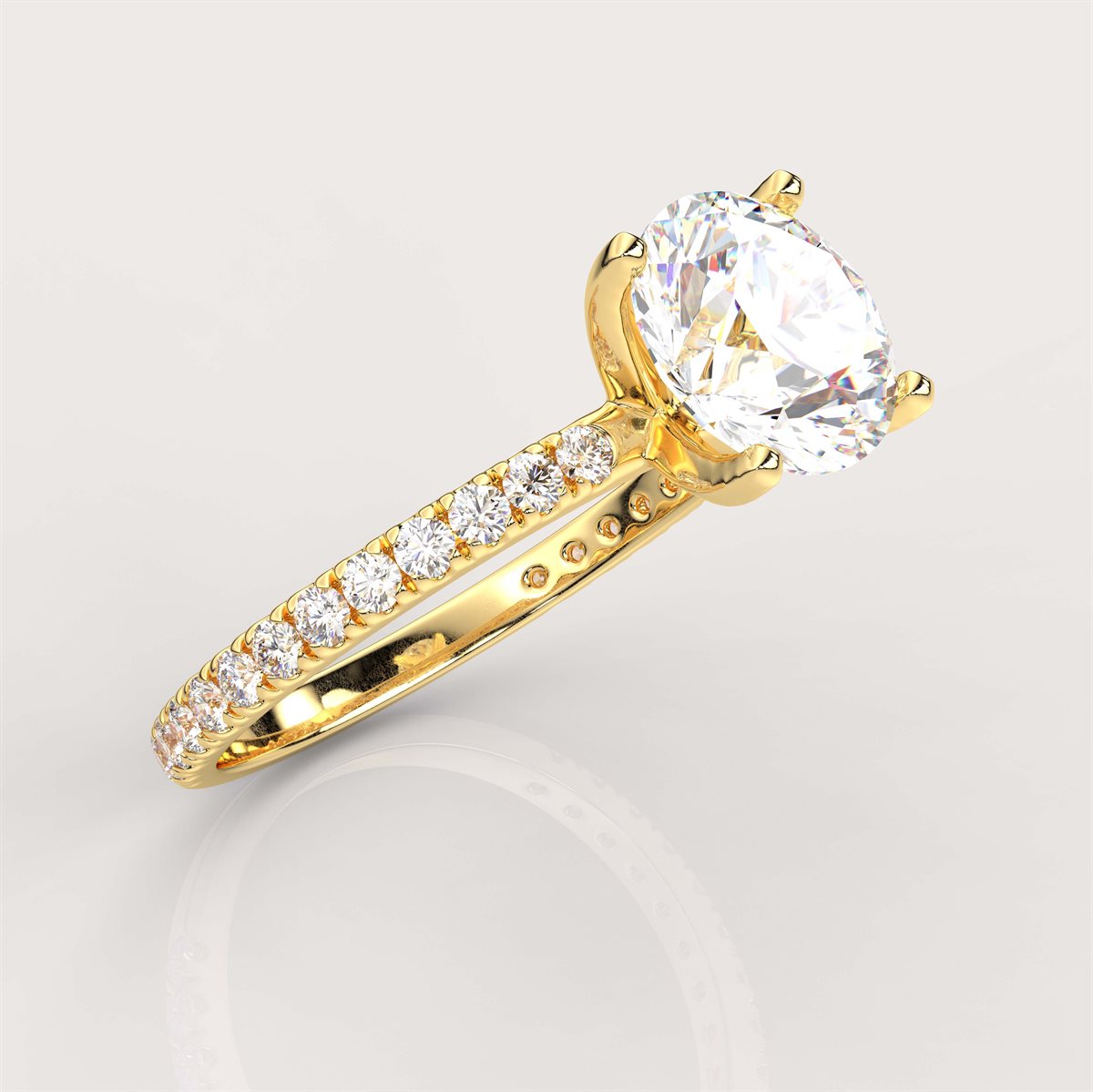 Side Accents Diamond Engagement Ring with IGI Certified Lab Grown Diamond