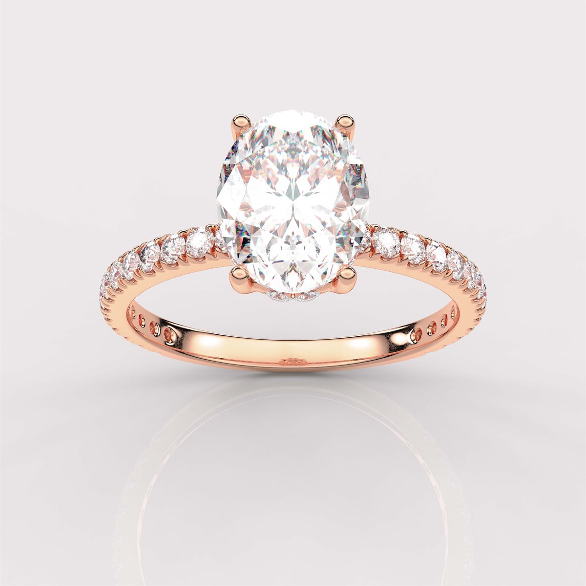 A Diamond Prong Concealed Halo Engagement Ring with IGI Certified Lab Grown Diamond