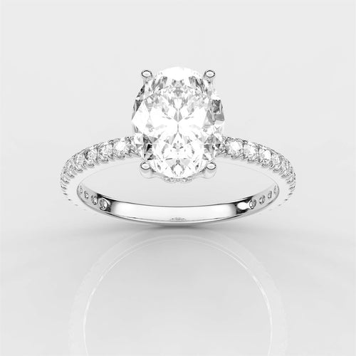 A Diamond Prong Concealed Halo Engagement Ring with IGI Certified Lab Grown Diamond