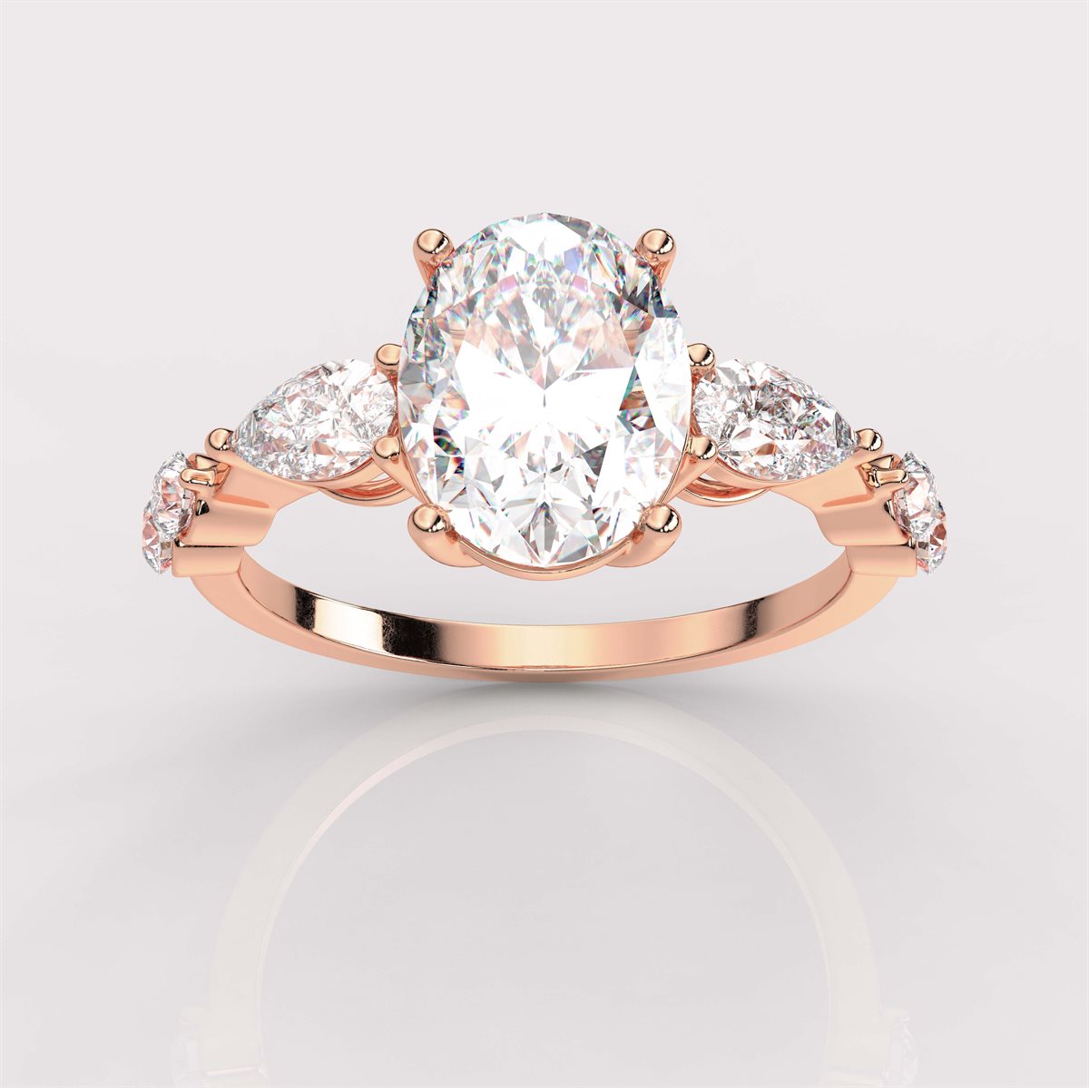 Petite Side Accents Diamond Engagement Ring with IGI Certified Lab Grown Diamond