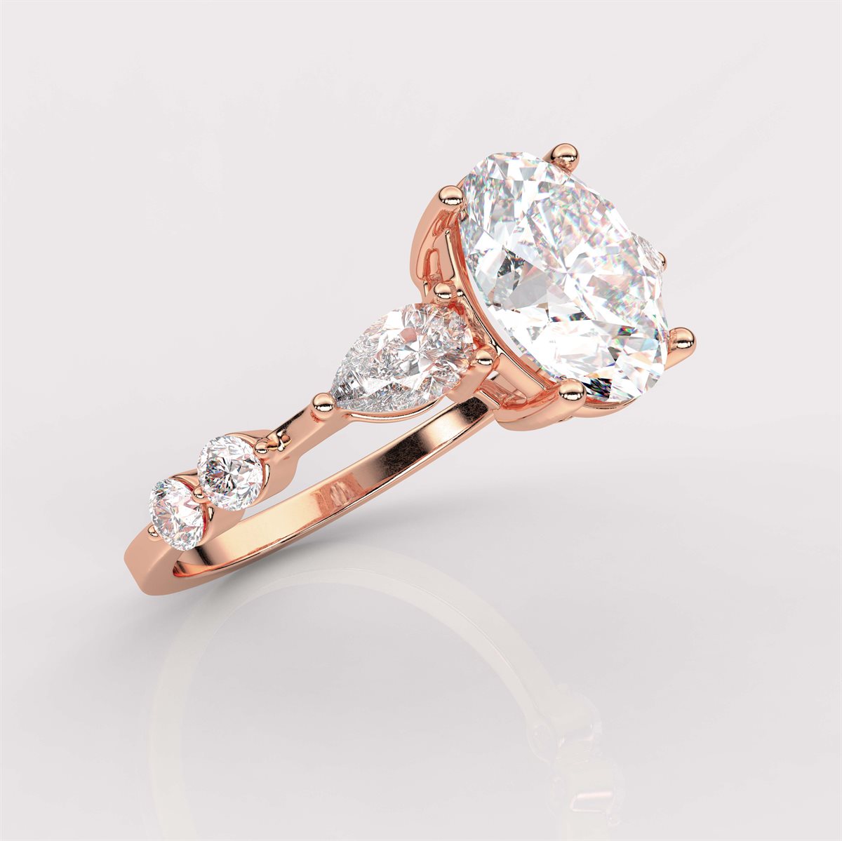 Petite Side Accents Diamond Engagement Ring with IGI Certified Lab Grown Diamond