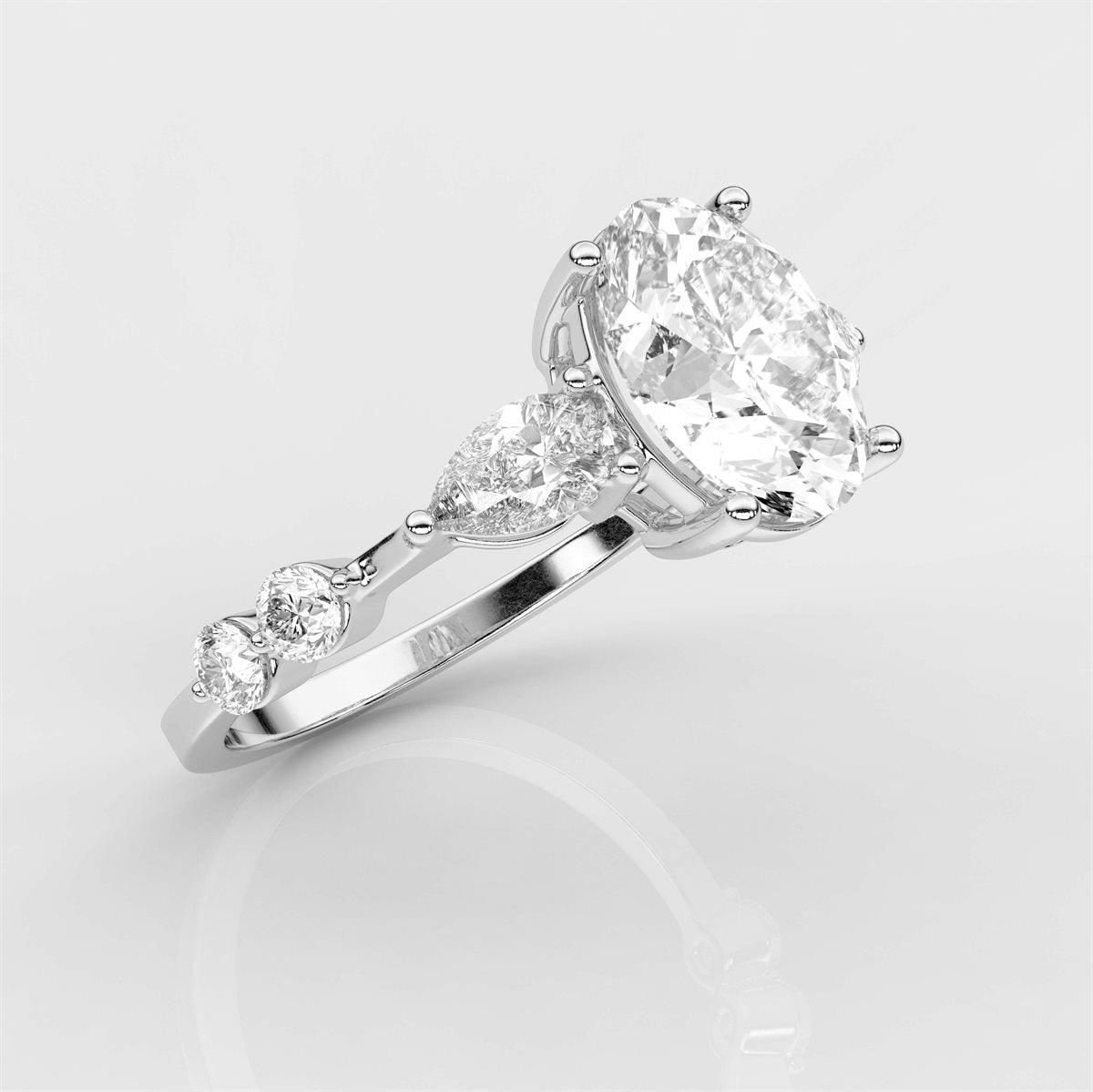 Petite Side Accents Diamond Engagement Ring with IGI Certified Lab Grown Diamond