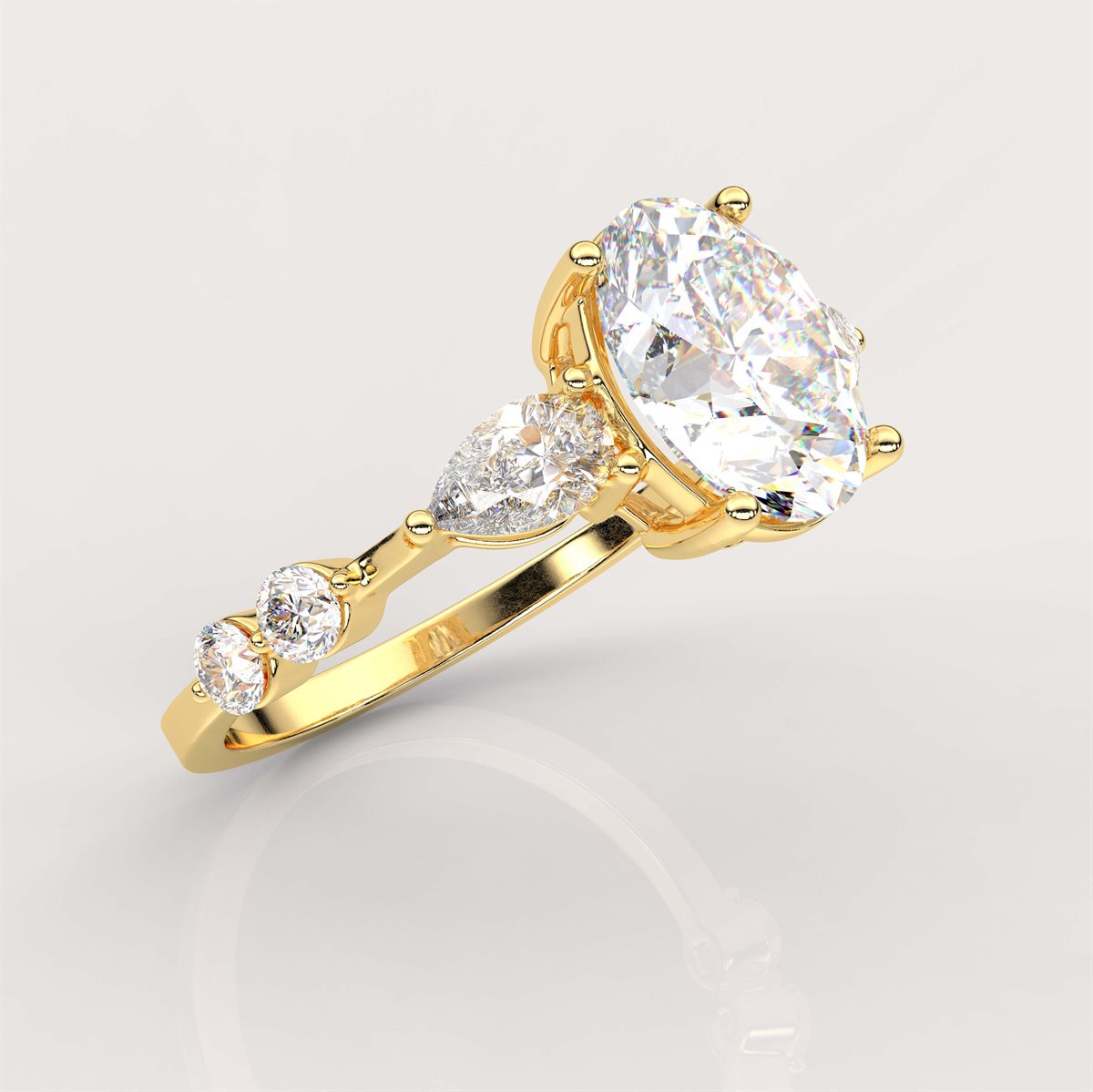 Petite Side Accents Diamond Engagement Ring with IGI Certified Lab Grown Diamond