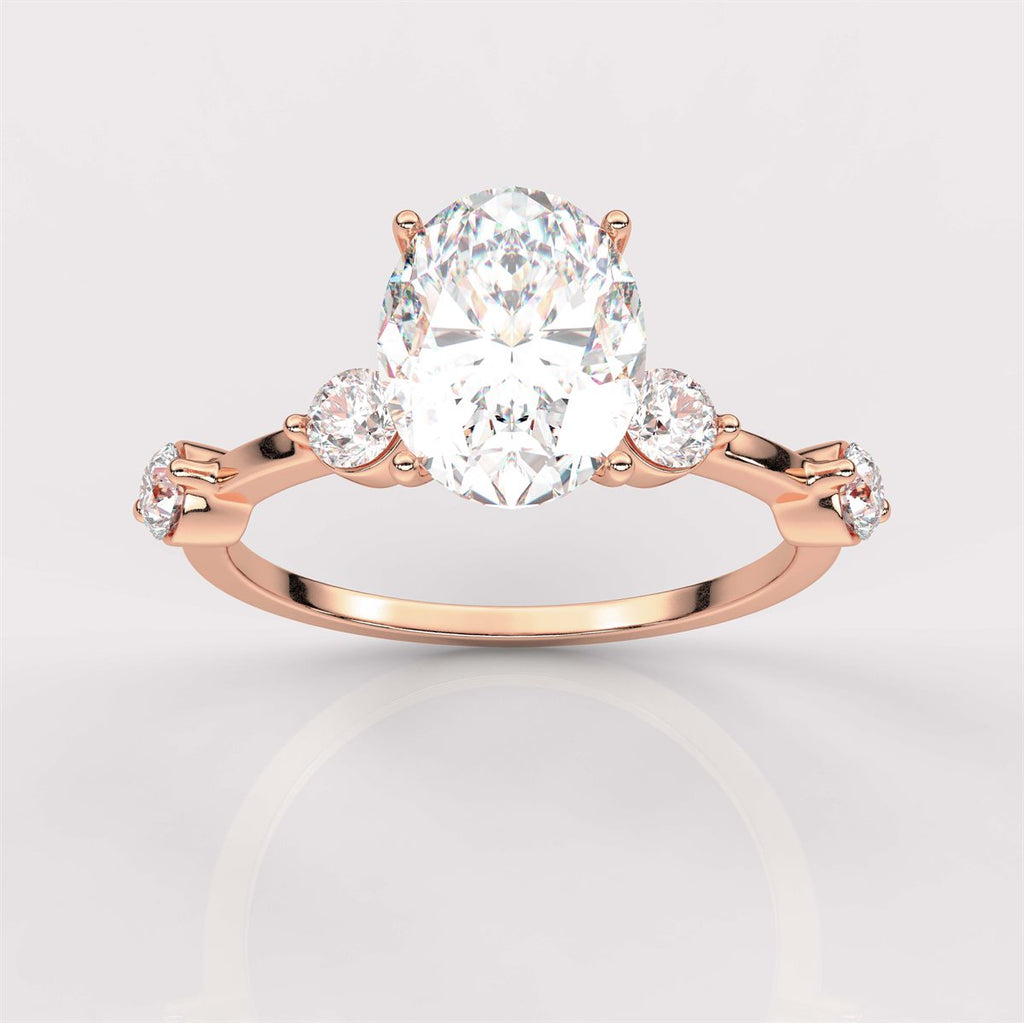 Side Accents Diamond Engagement Ring with IGI Certified Lab Grown Diamond