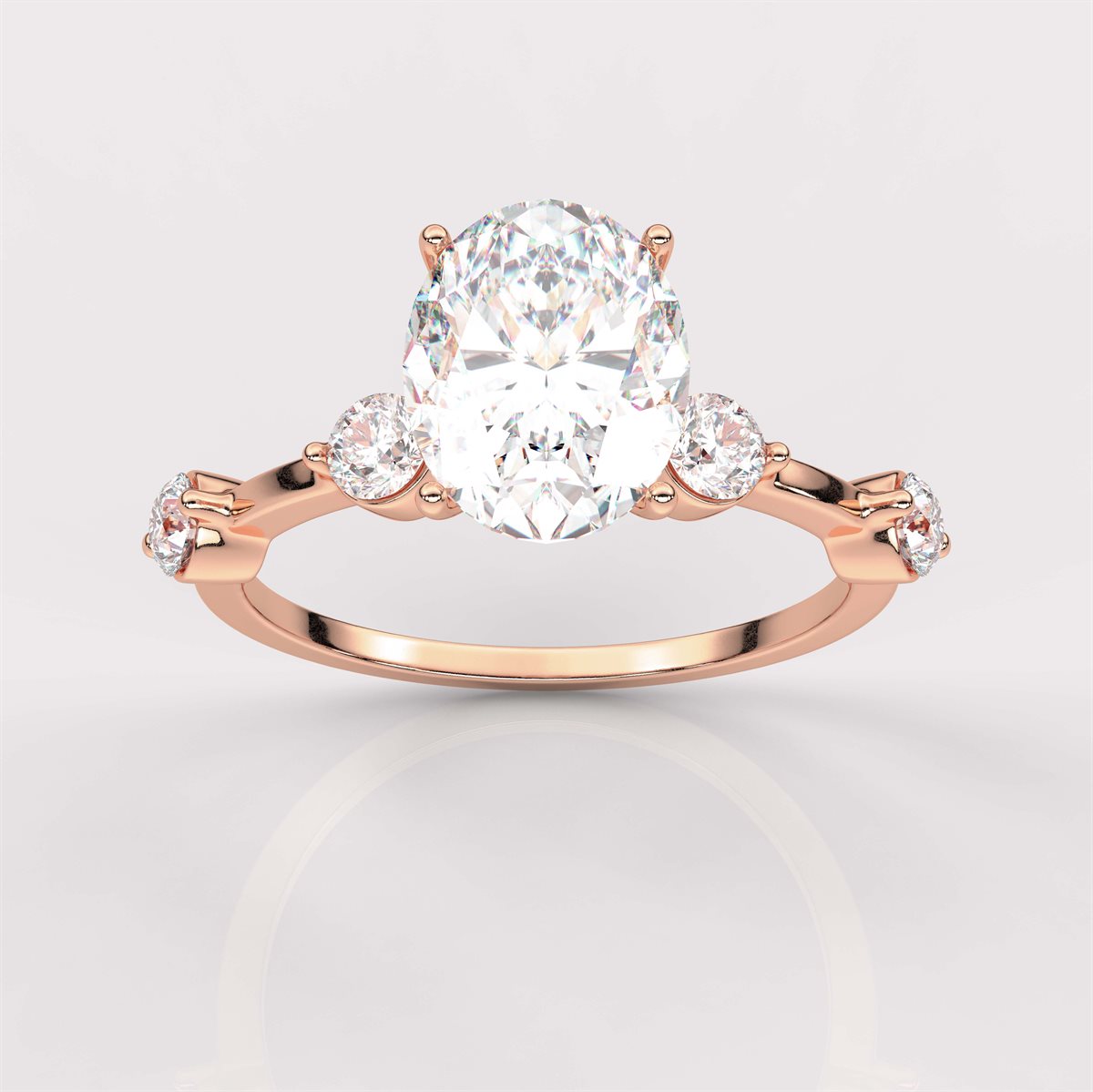 Side Accents Diamond Engagement Ring with IGI Certified Lab Grown Diamond