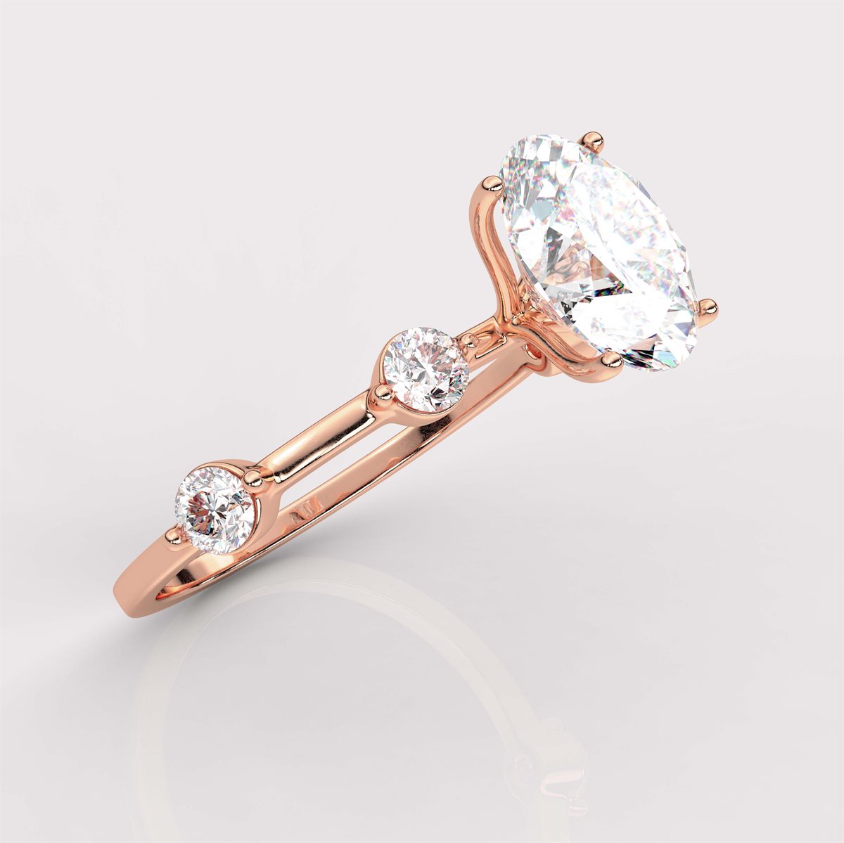 Side Accents Diamond Engagement Ring with IGI Certified Lab Grown Diamond