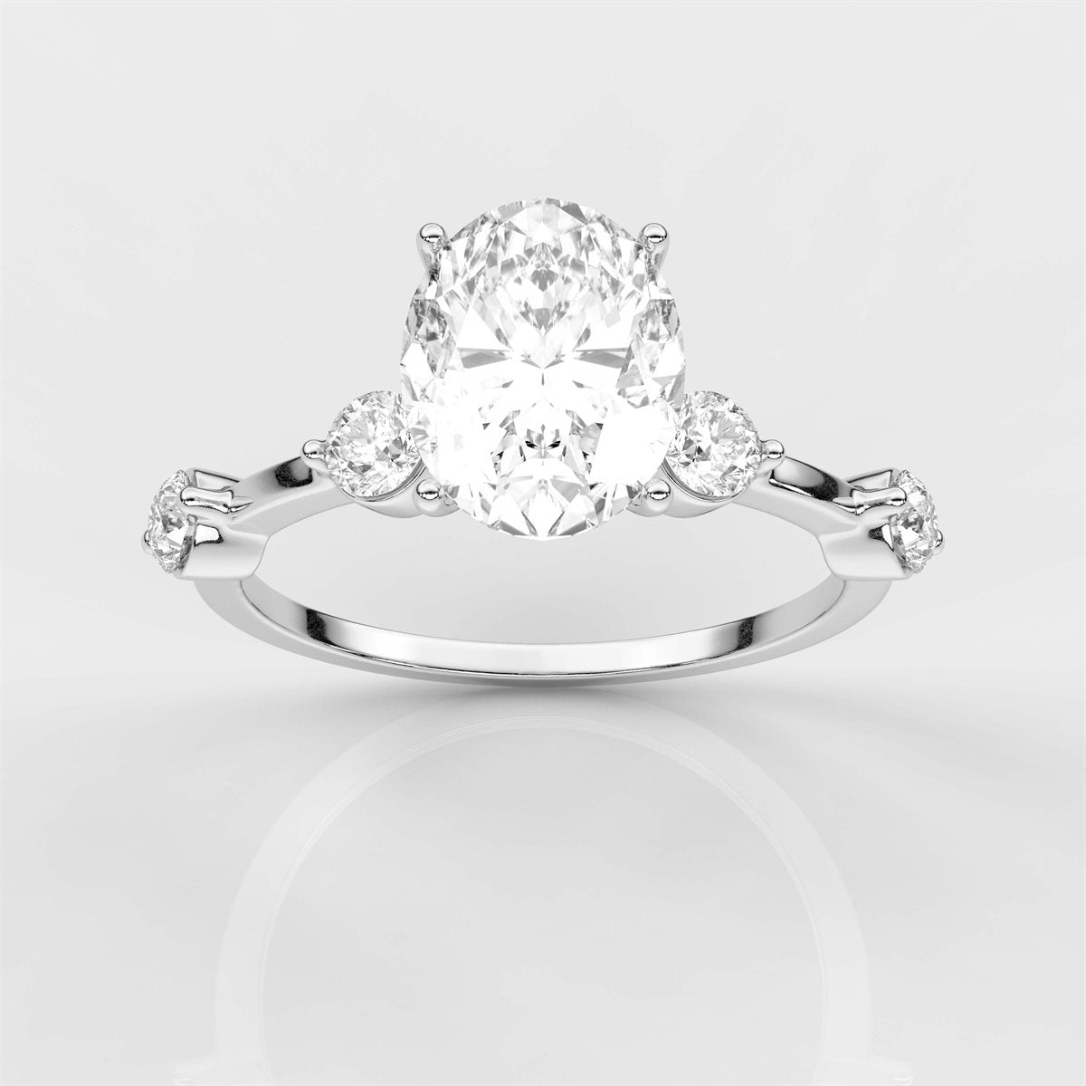 Side Accents Diamond Engagement Ring with IGI Certified Lab Grown Diamond