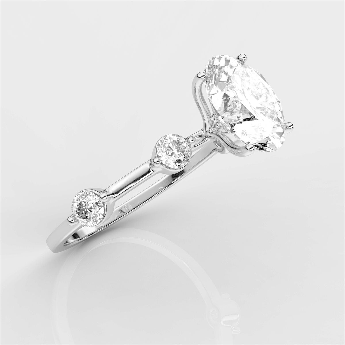 Side Accents Diamond Engagement Ring with IGI Certified Lab Grown Diamond