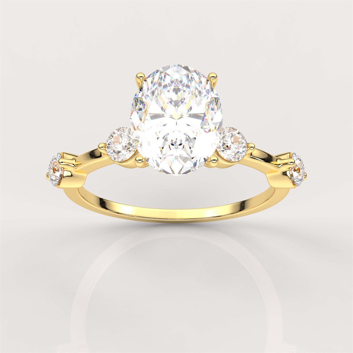 Side Accents Diamond Engagement Ring with IGI Certified Lab Grown Diamond