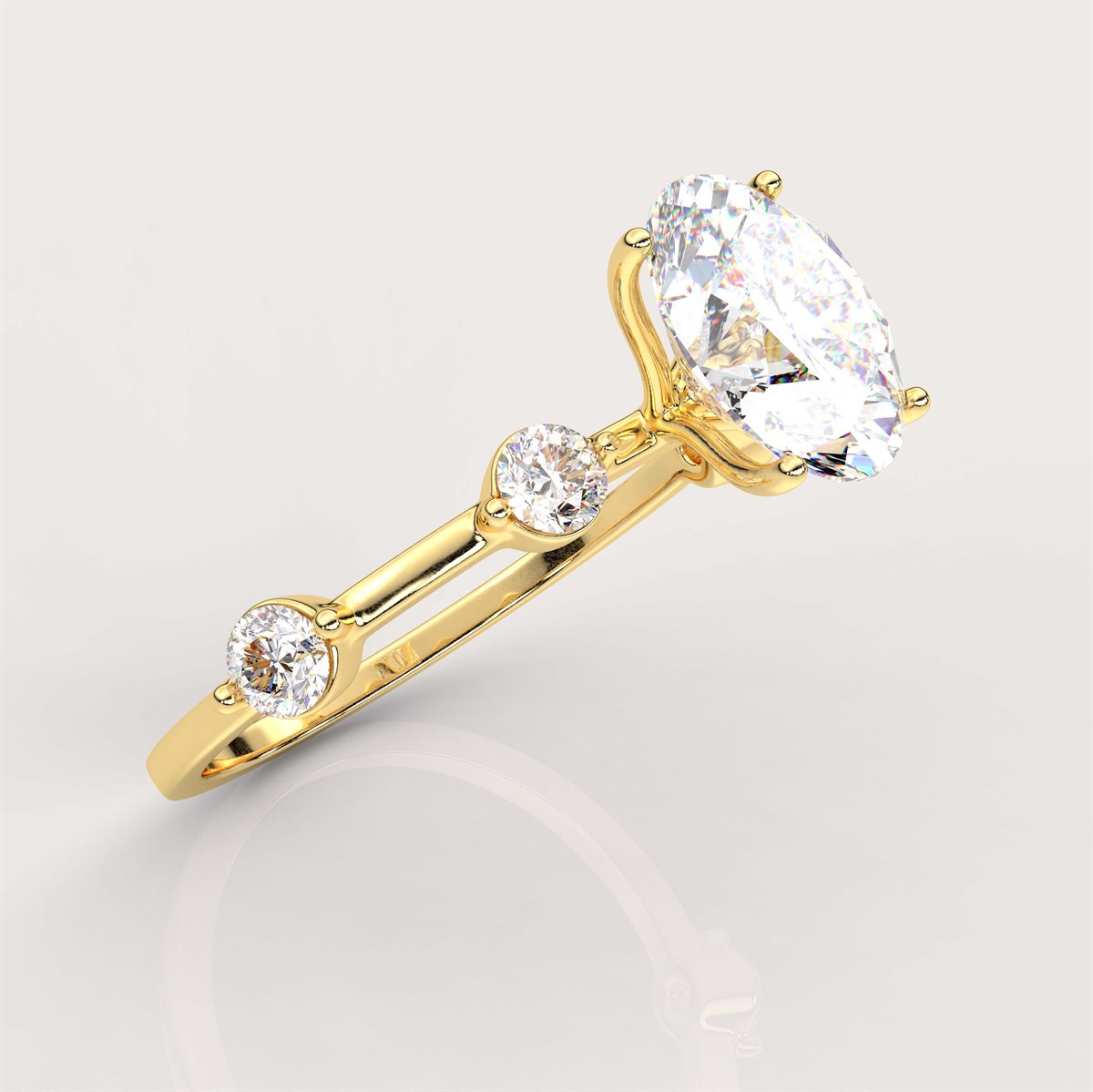 Side Accents Diamond Engagement Ring with IGI Certified Lab Grown Diamond