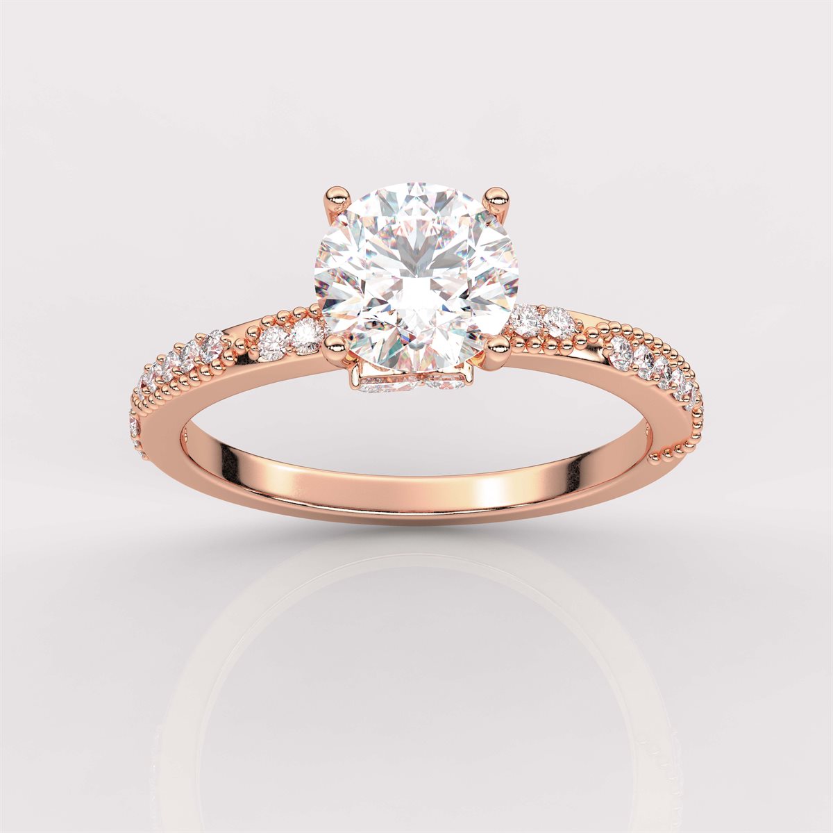 Crafted Side Accents Diamond Engagement Ring with IGI Certified Lab Grown Diamond