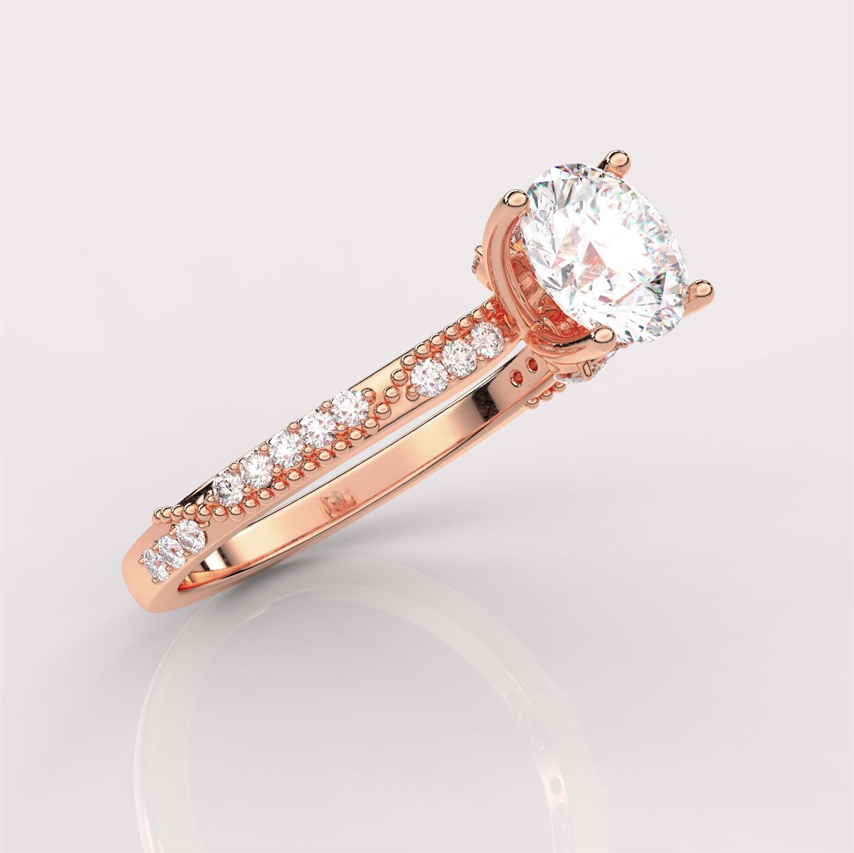 Crafted Side Accents Diamond Engagement Ring with IGI Certified Lab Grown Diamond