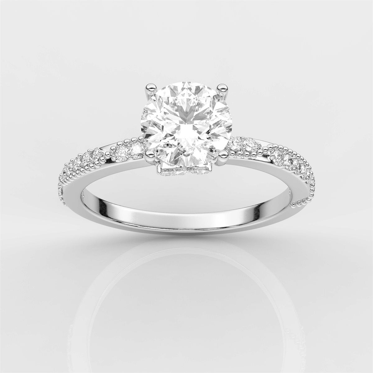 Crafted Side Accents Diamond Engagement Ring with IGI Certified Lab Grown Diamond