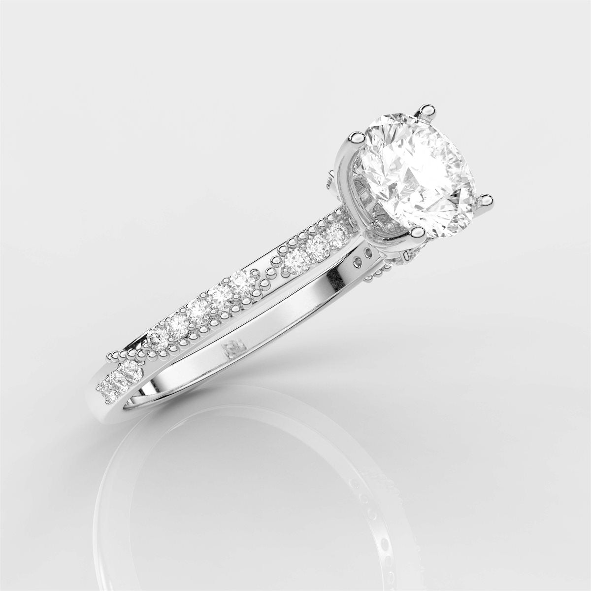 Crafted Side Accents Diamond Engagement Ring with IGI Certified Lab Grown Diamond