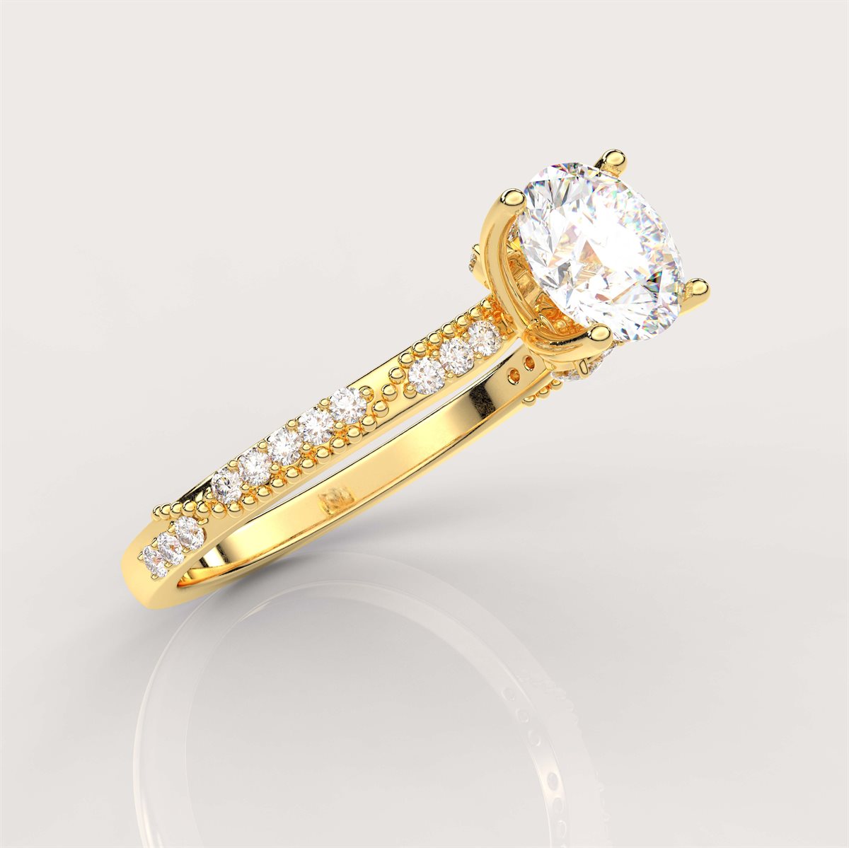 Crafted Side Accents Diamond Engagement Ring with IGI Certified Lab Grown Diamond