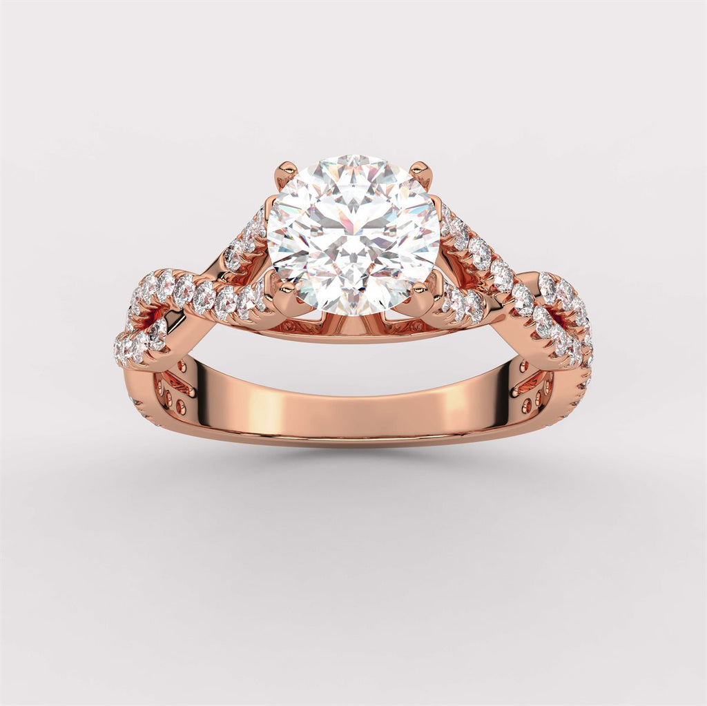 Dual Twisted Diamond Engagement Ring with IGI Certified Lab Grown Diamond