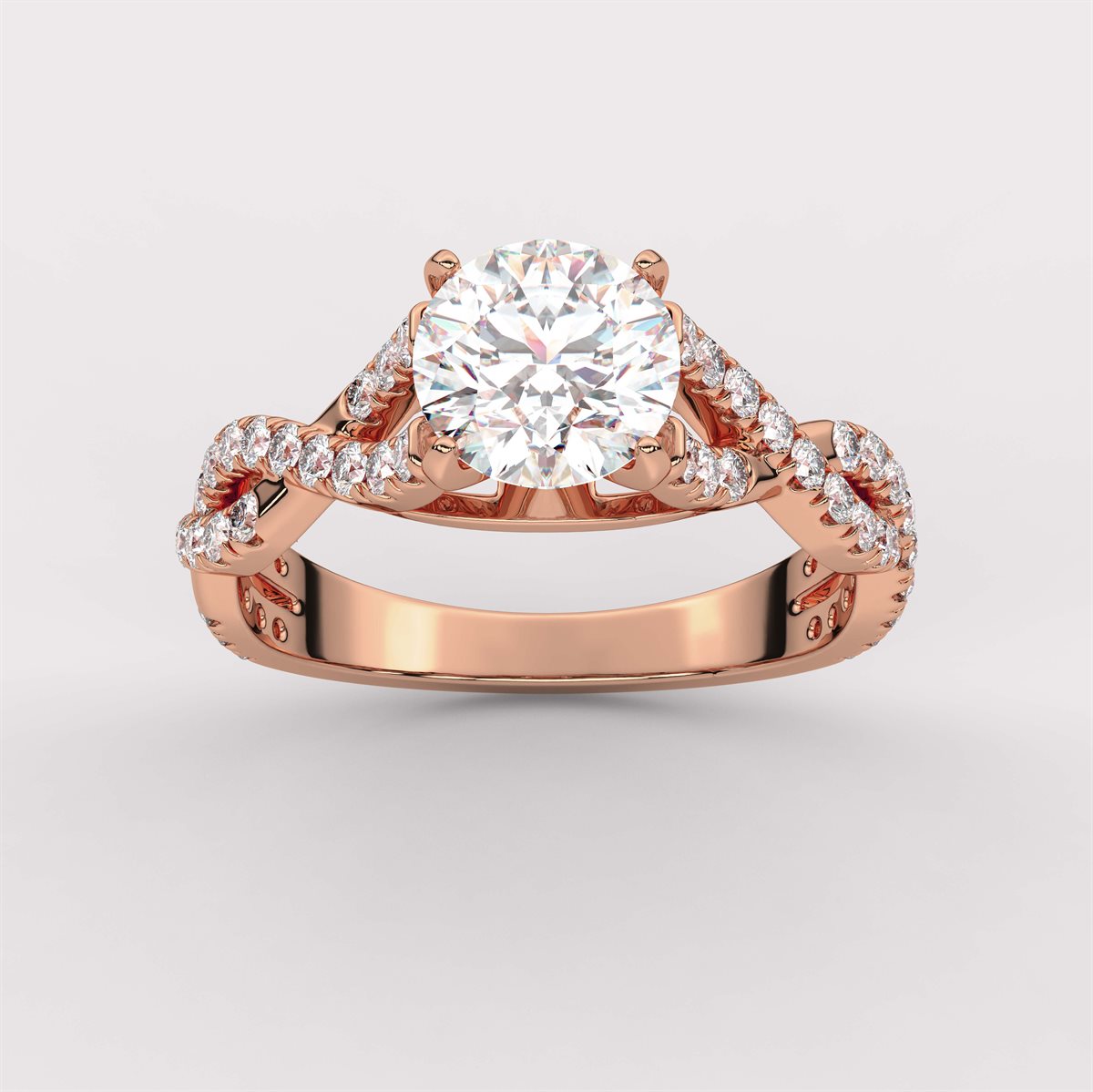 Dual Twisted Diamond Engagement Ring with IGI Certified Lab Grown Diamond