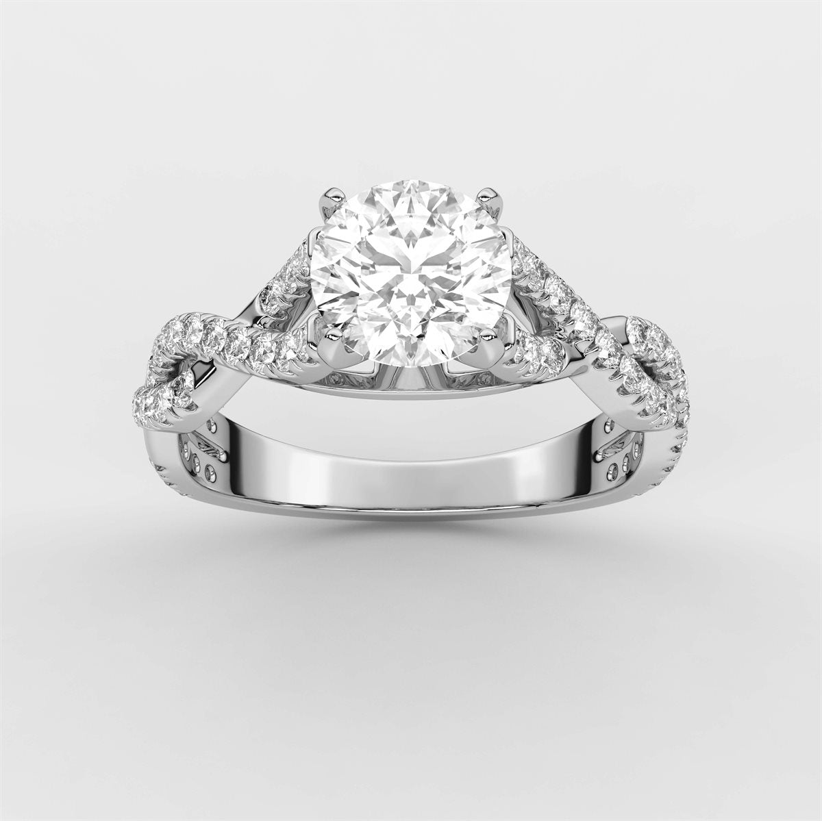 Dual Twisted Diamond Engagement Ring with IGI Certified Lab Grown Diamond