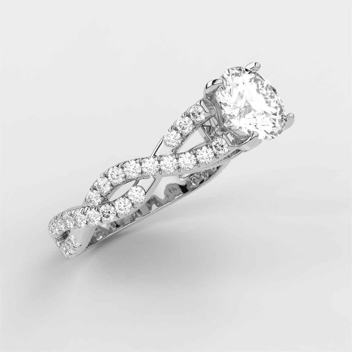 Dual Twisted Diamond Engagement Ring with IGI Certified Lab Grown Diamond