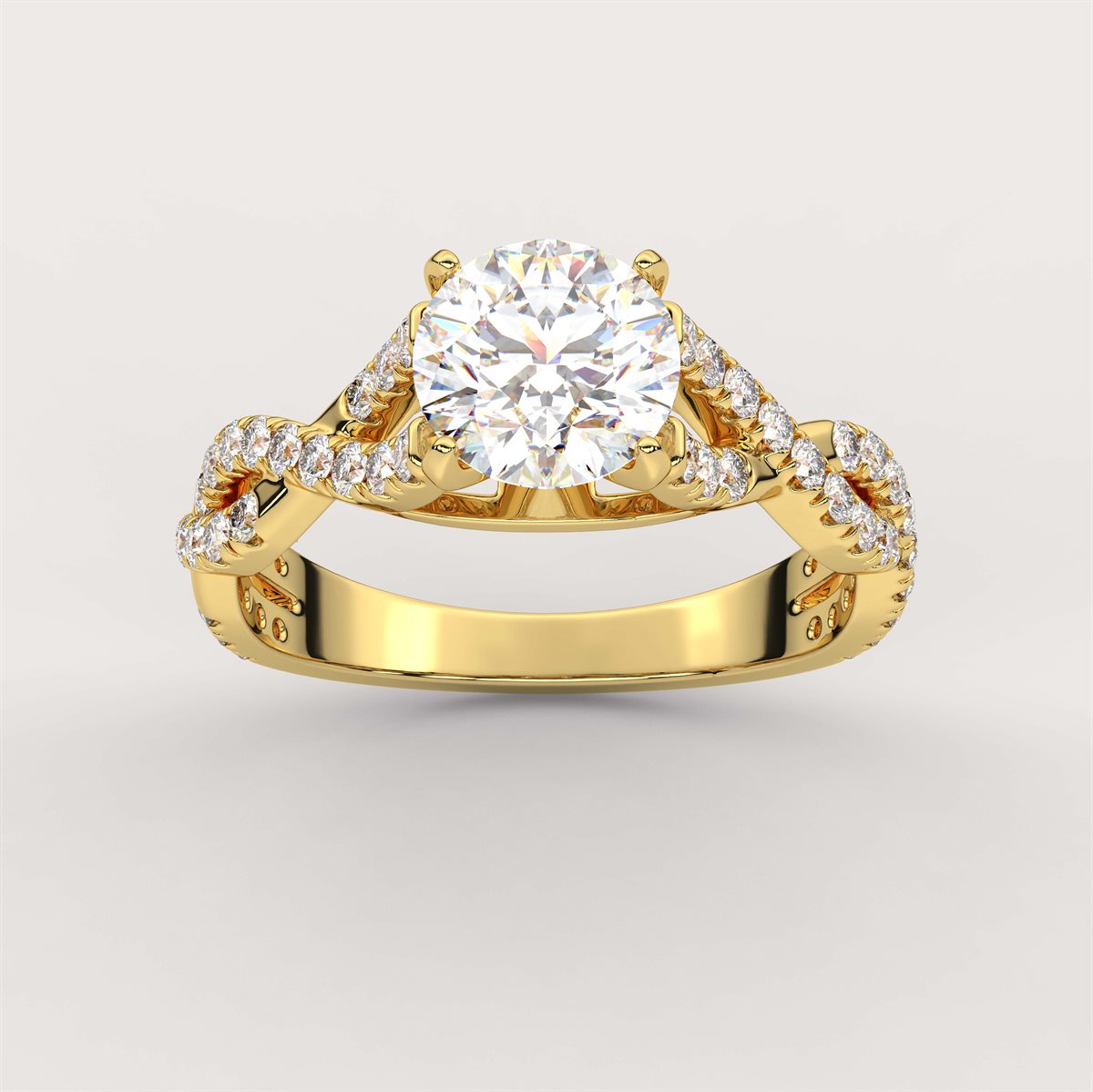 Dual Twisted Diamond Engagement Ring with IGI Certified Lab Grown Diamond