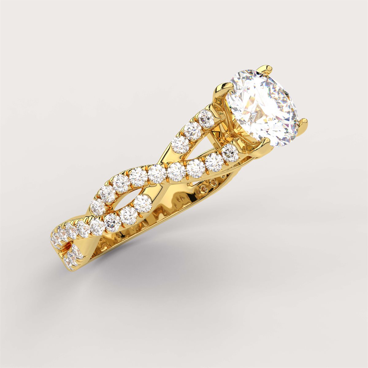 Dual Twisted Diamond Engagement Ring with IGI Certified Lab Grown Diamond