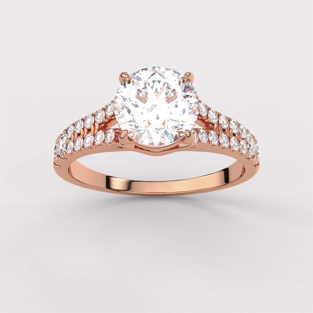 Divided Shank Diamond Engagement Ring with IGI Certified Lab Grown Diamond