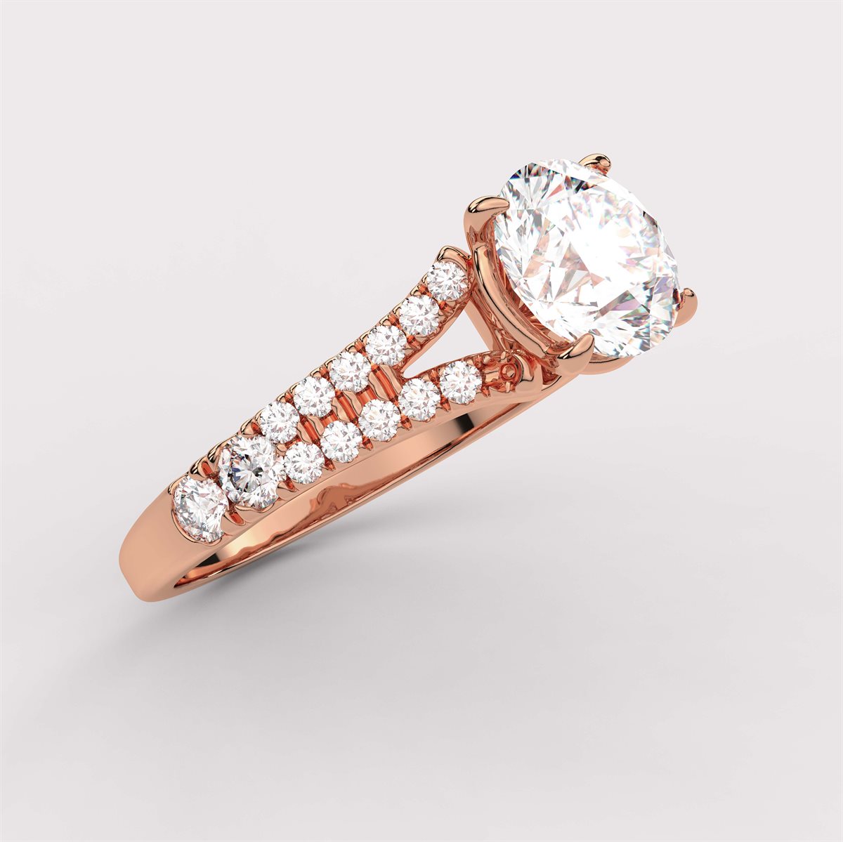 Divided Shank Diamond Engagement Ring with IGI Certified Lab Grown Diamond