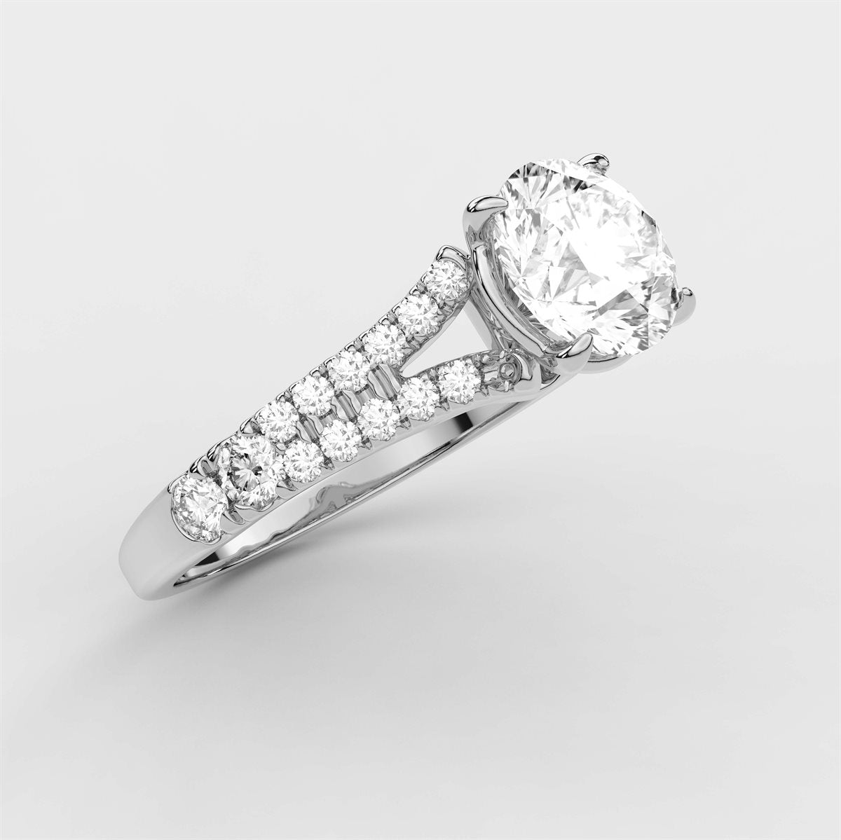 Divided Shank Diamond Engagement Ring with IGI Certified Lab Grown Diamond