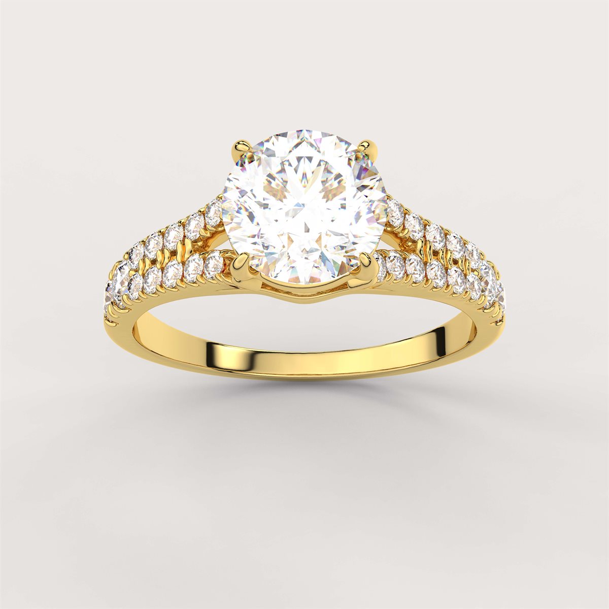 Divided Shank Diamond Engagement Ring with IGI Certified Lab Grown Diamond