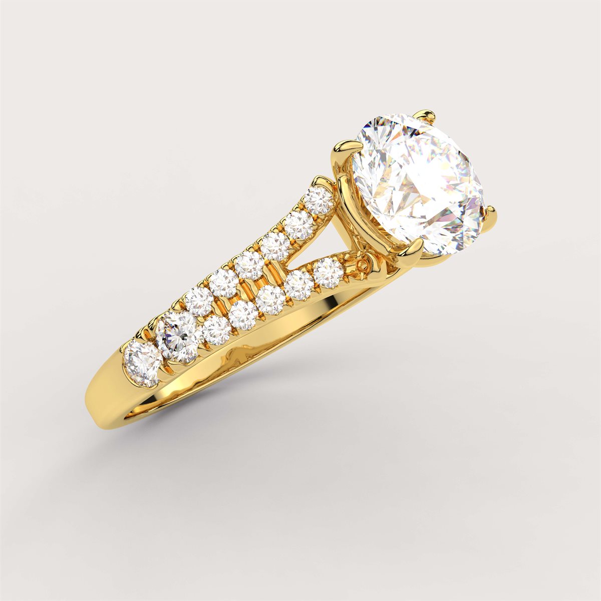 Divided Shank Diamond Engagement Ring with IGI Certified Lab Grown Diamond