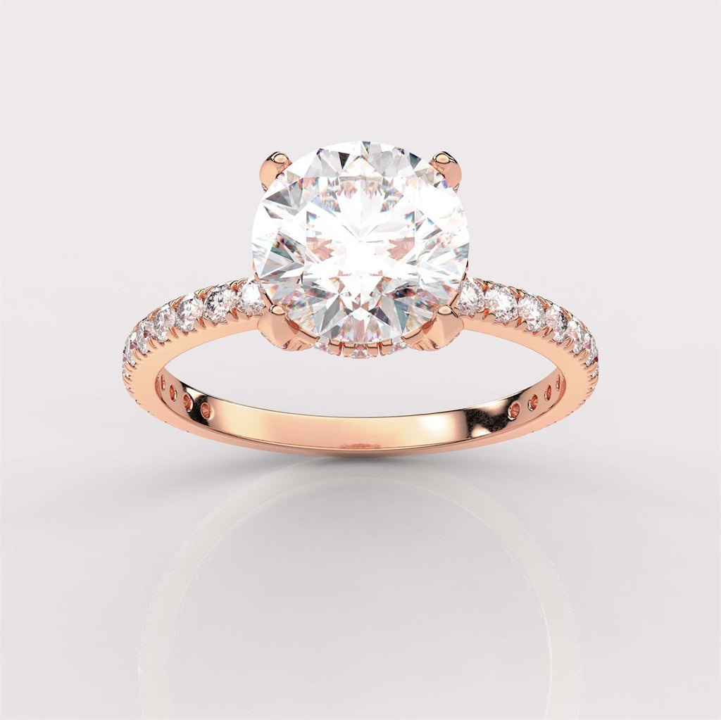 Scalloped Pave Diamond Engagement Ring with IGI Certified Lab Grown Diamond