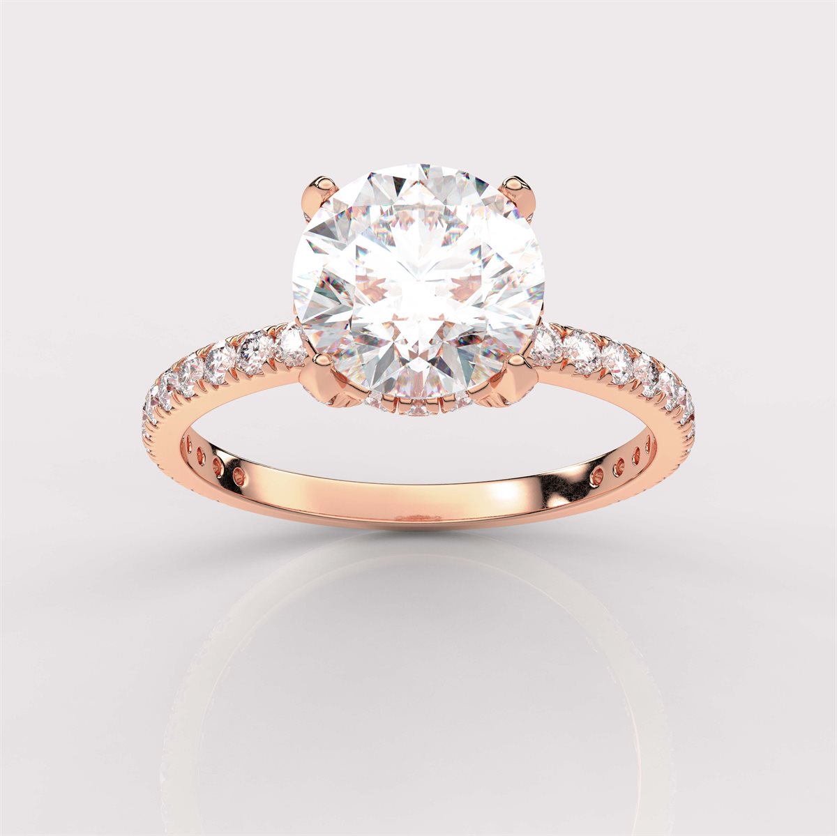 Scalloped Pave Diamond Engagement Ring with IGI Certified Lab Grown Diamond