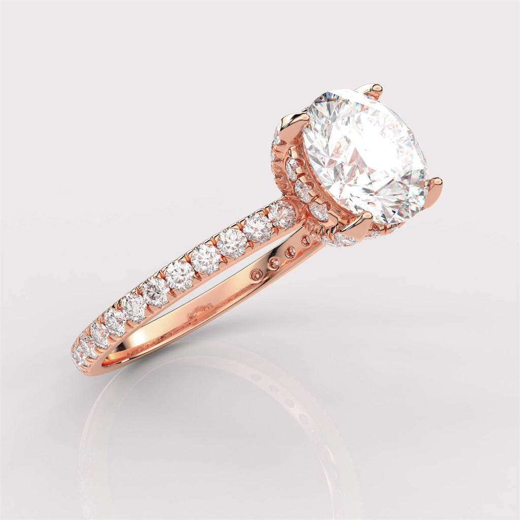 Scalloped Pave Diamond Engagement Ring with IGI Certified Lab Grown Diamond