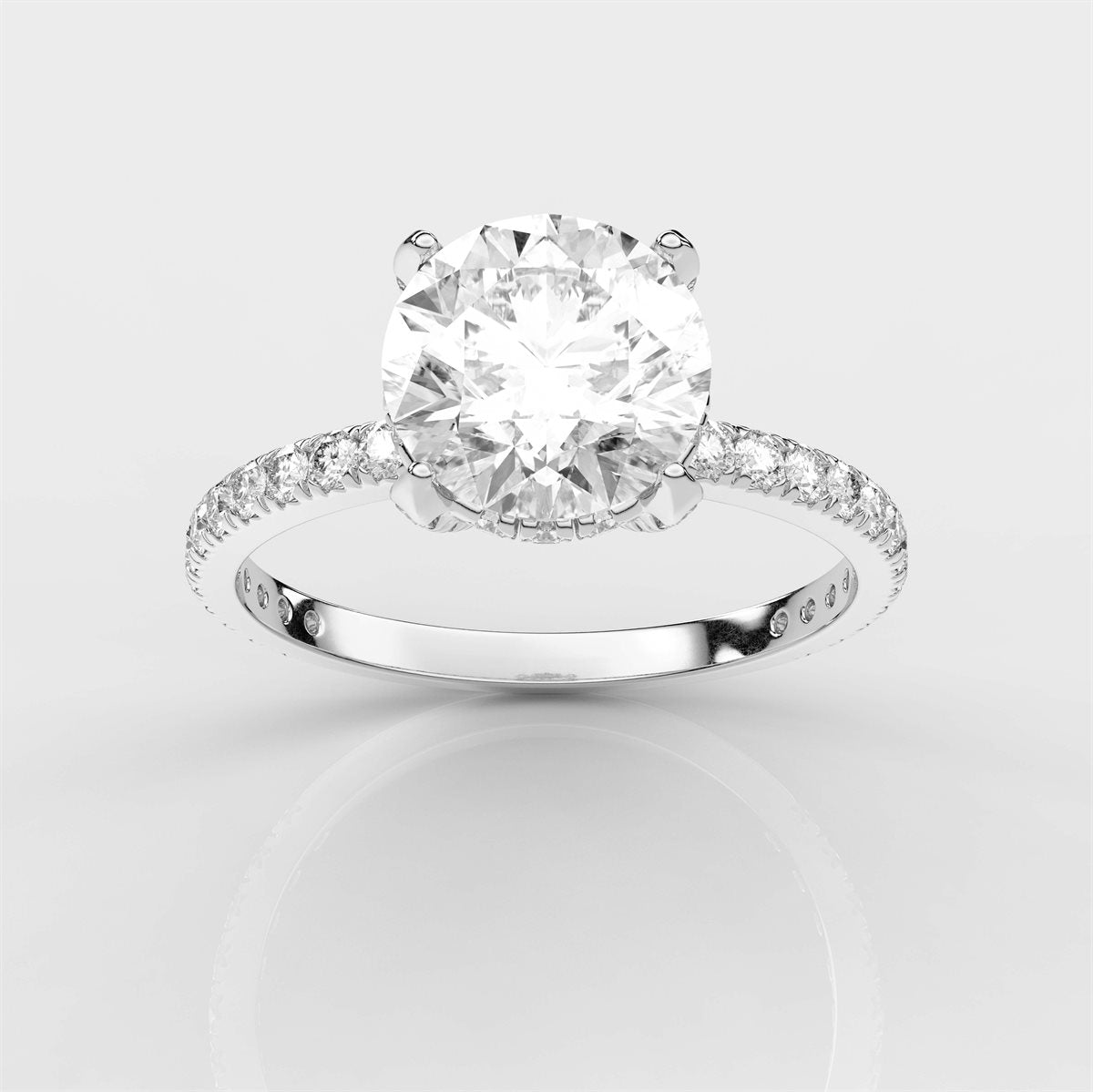 Scalloped Pave Diamond Engagement Ring with IGI Certified Lab Grown Diamond