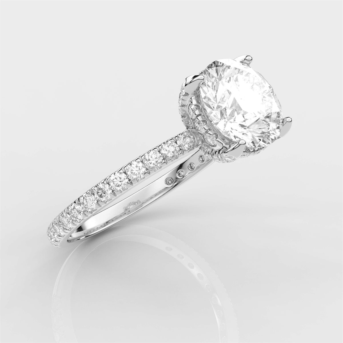 Scalloped Pave Diamond Engagement Ring with IGI Certified Lab Grown Diamond