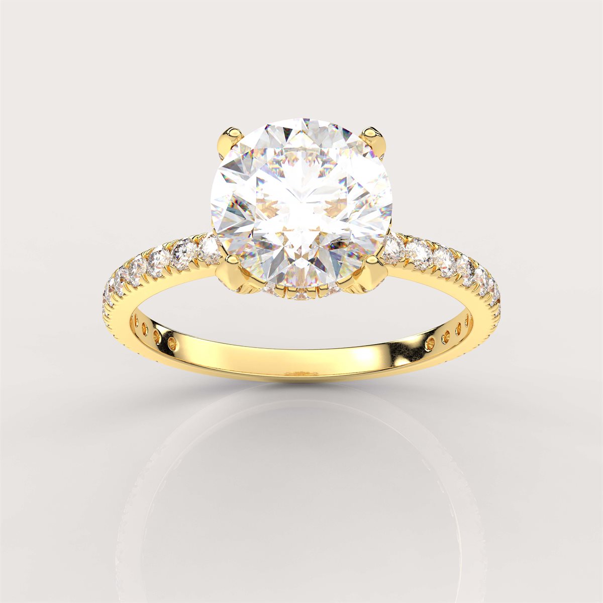 Scalloped Pave Diamond Engagement Ring with IGI Certified Lab Grown Diamond