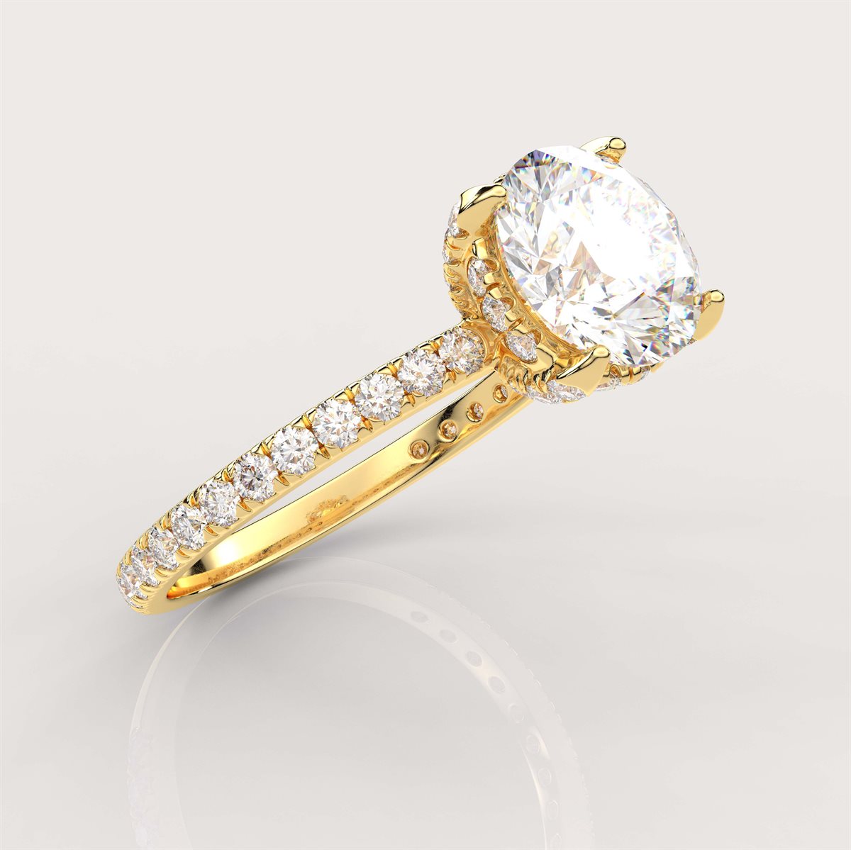 Scalloped Pave Diamond Engagement Ring with IGI Certified Lab Grown Diamond
