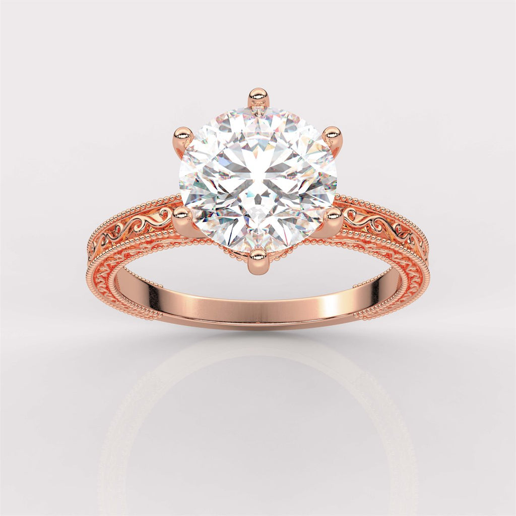 Artisan Engraved Engagement Ring with IGI Certified Lab Grown Diamond