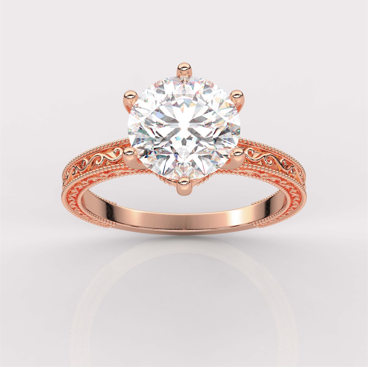 Artisan Engraved Engagement Ring with IGI Certified Lab Grown Diamond