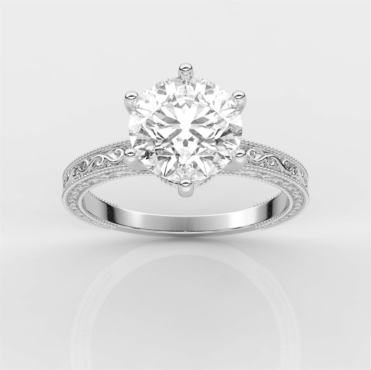Artisan Engraved Engagement Ring with IGI Certified Lab Grown Diamond