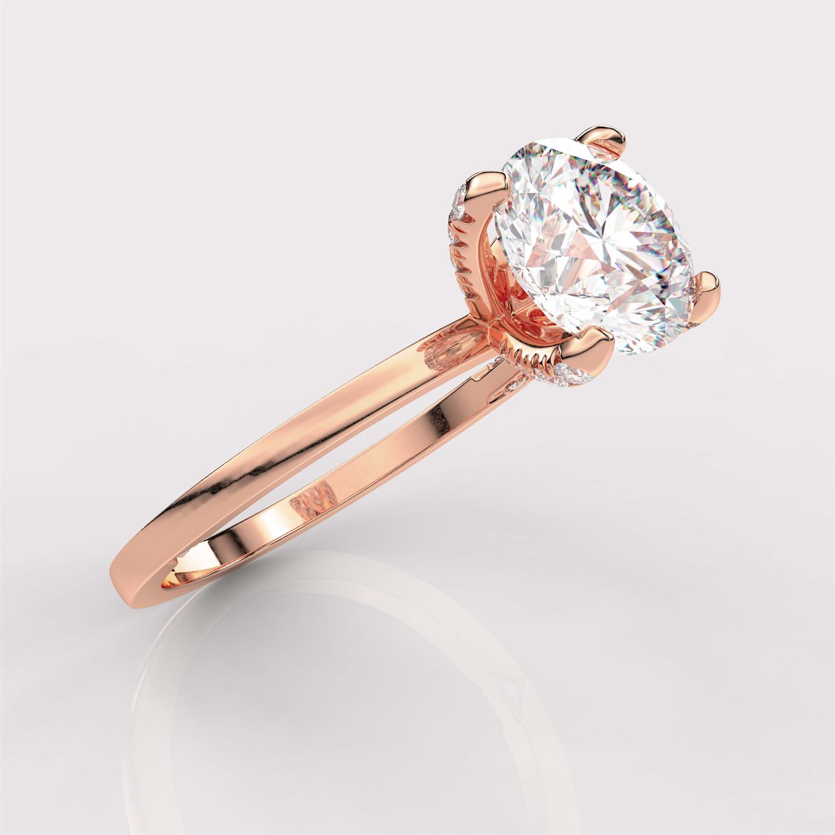 Hidden Halo Side Accents Diamond Engagement Ring with IGI Certified Lab Grown Diamond