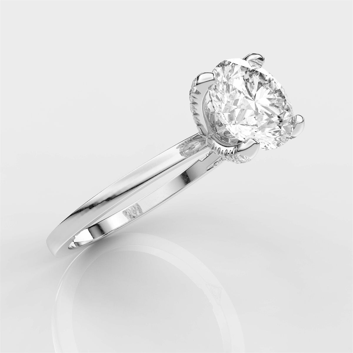 Hidden Halo Side Accents Diamond Engagement Ring with IGI Certified Lab Grown Diamond