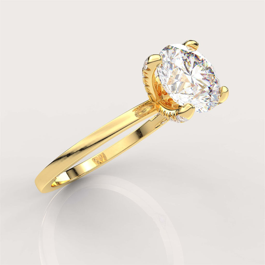 Hidden Halo Side Accents Diamond Engagement Ring with IGI Certified Lab Grown Diamond