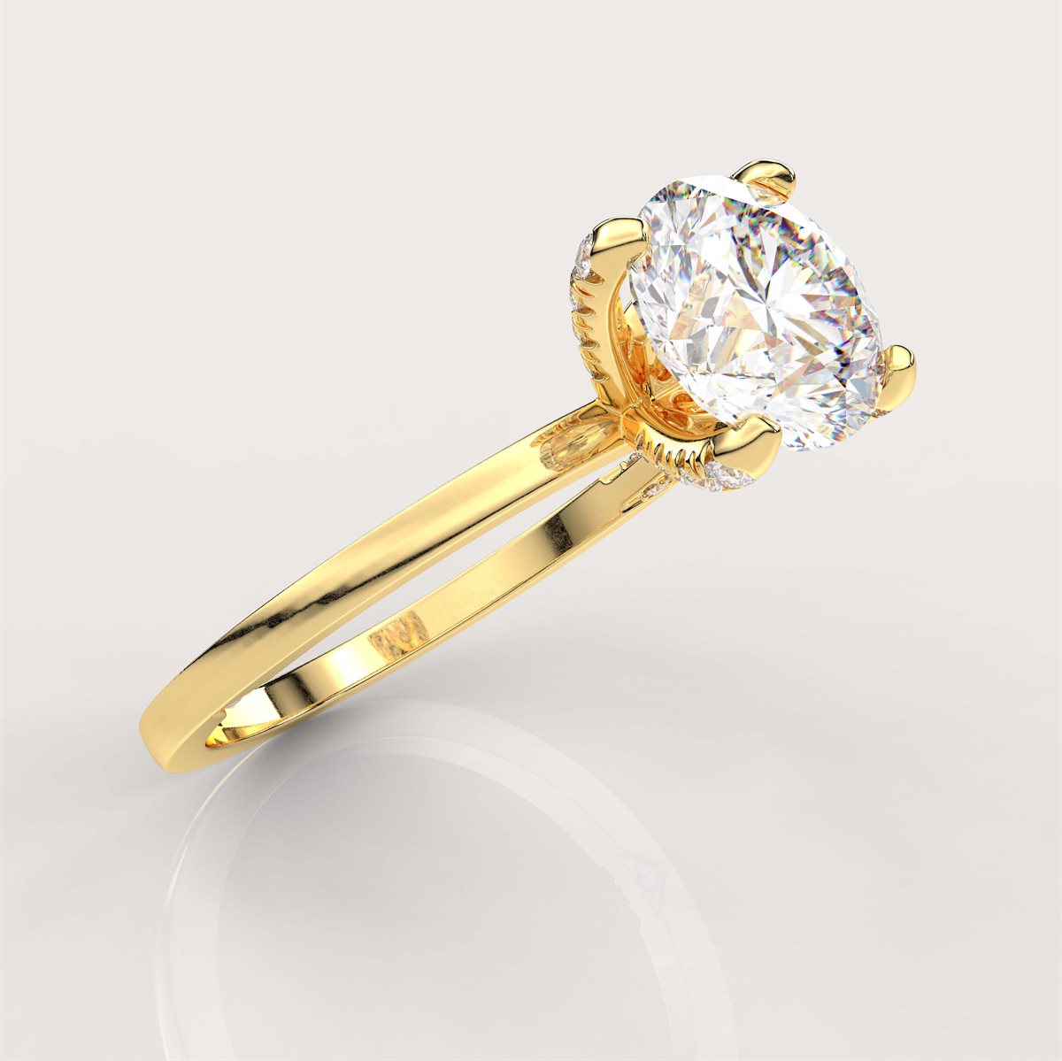 Hidden Halo Side Accents Diamond Engagement Ring with IGI Certified Lab Grown Diamond