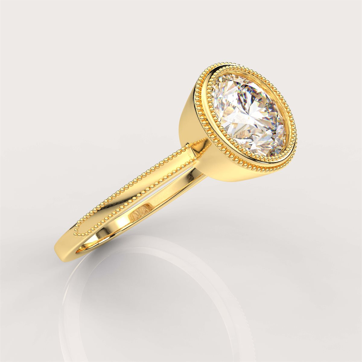Milgrain and Bezel Set Diamond Engagement Ring with IGI Certified Lab Grown Diamond