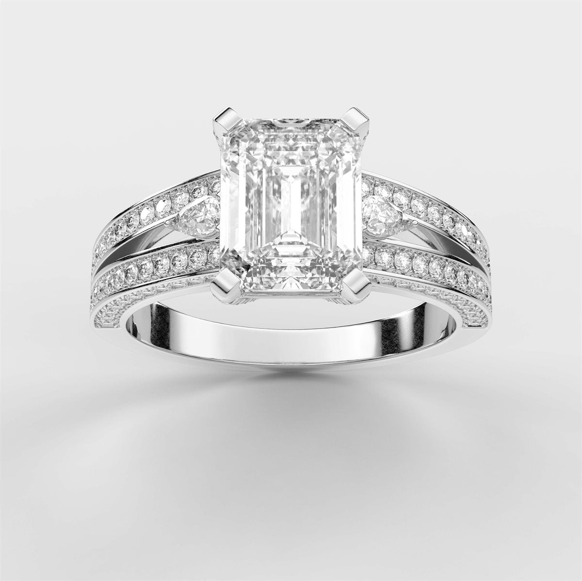 Rose Diamond Split Shank Side Stone Engagement Ring with IGI Certified Lab Grown Diamond
