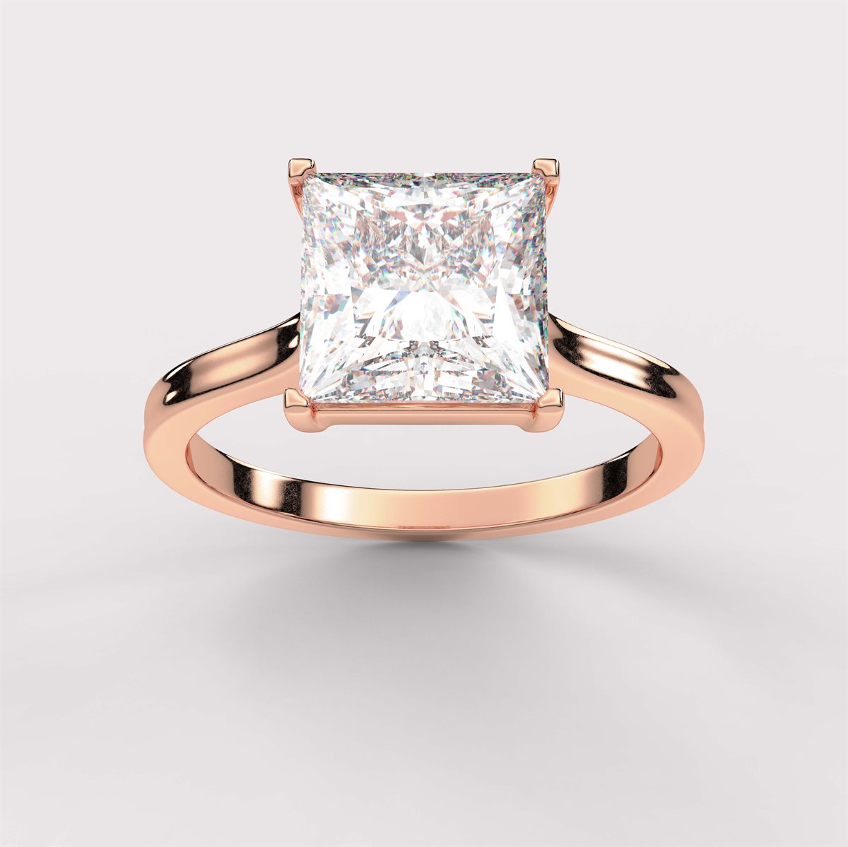 Diamond Engagement Ring with Baguette Diamond Surround with IGI Certified Lab Grown Diamond
